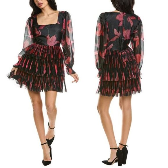 Hutch Black and Red Floral Mini Dress - Picture 2 of 16